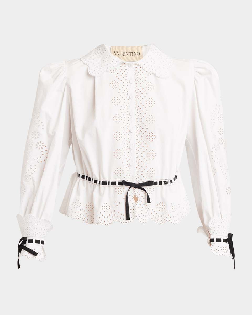Eyelet-Embroidered Poplin Shirt